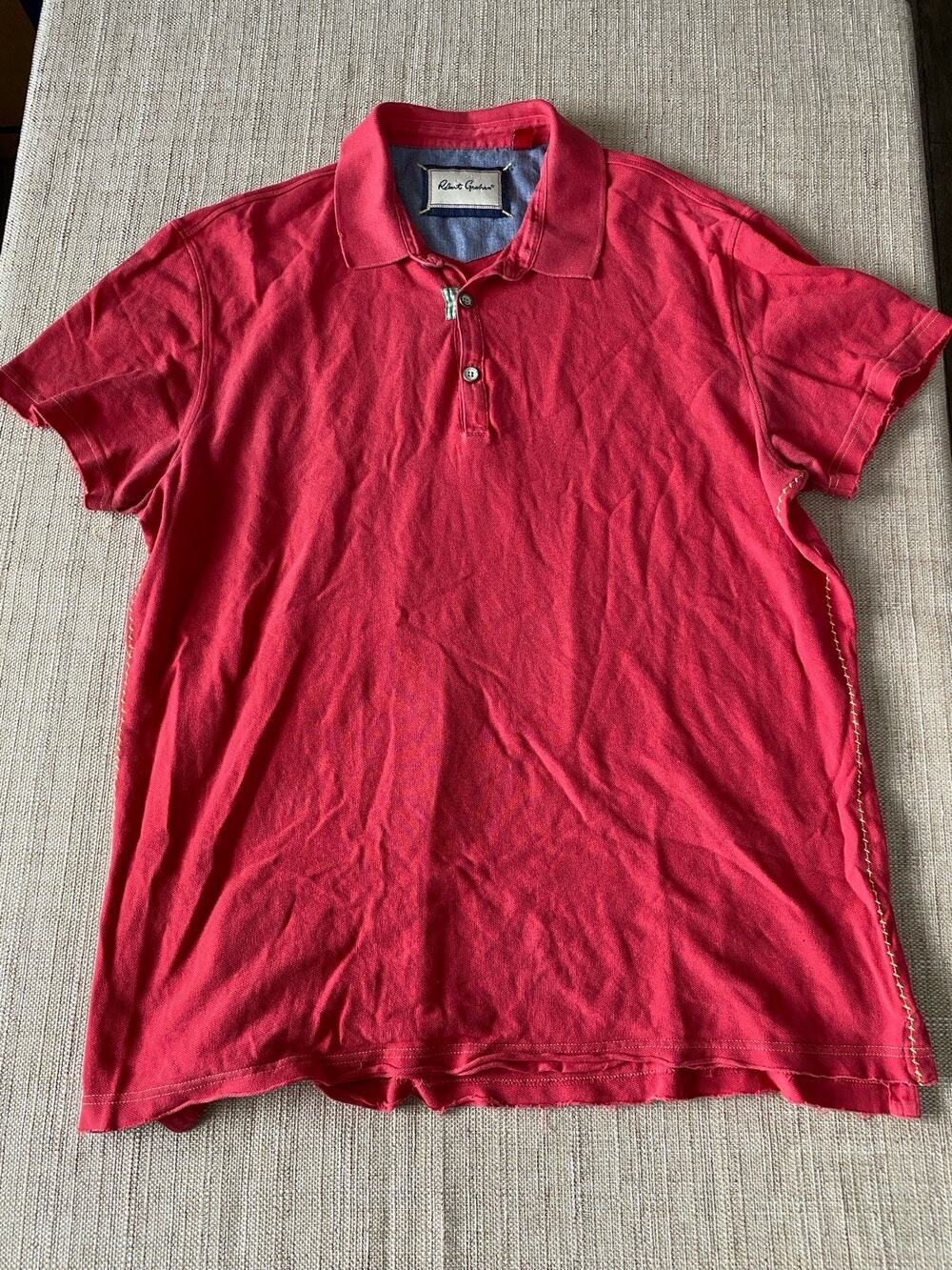 Robert Graham Mens Polo Shirt COTTON Red XL
